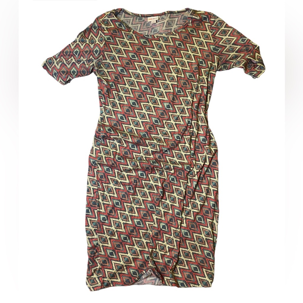 Lularoe Julia Dress size Large pink turquoise